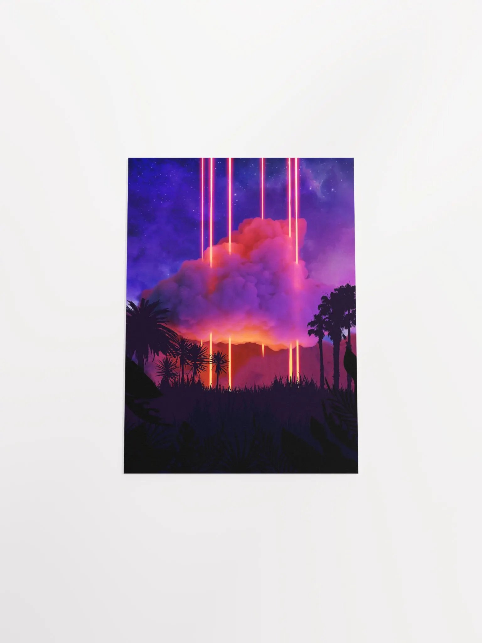 Neon palms landscape: Cloud [synthwave/vaporwave/cyberpunk] — Aesthetic retrowave poster product image (10)