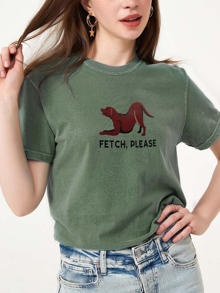 Fetch Please T-Shirt(Embroidered) of a Labrador Retriever(Chocolate) product image (2)