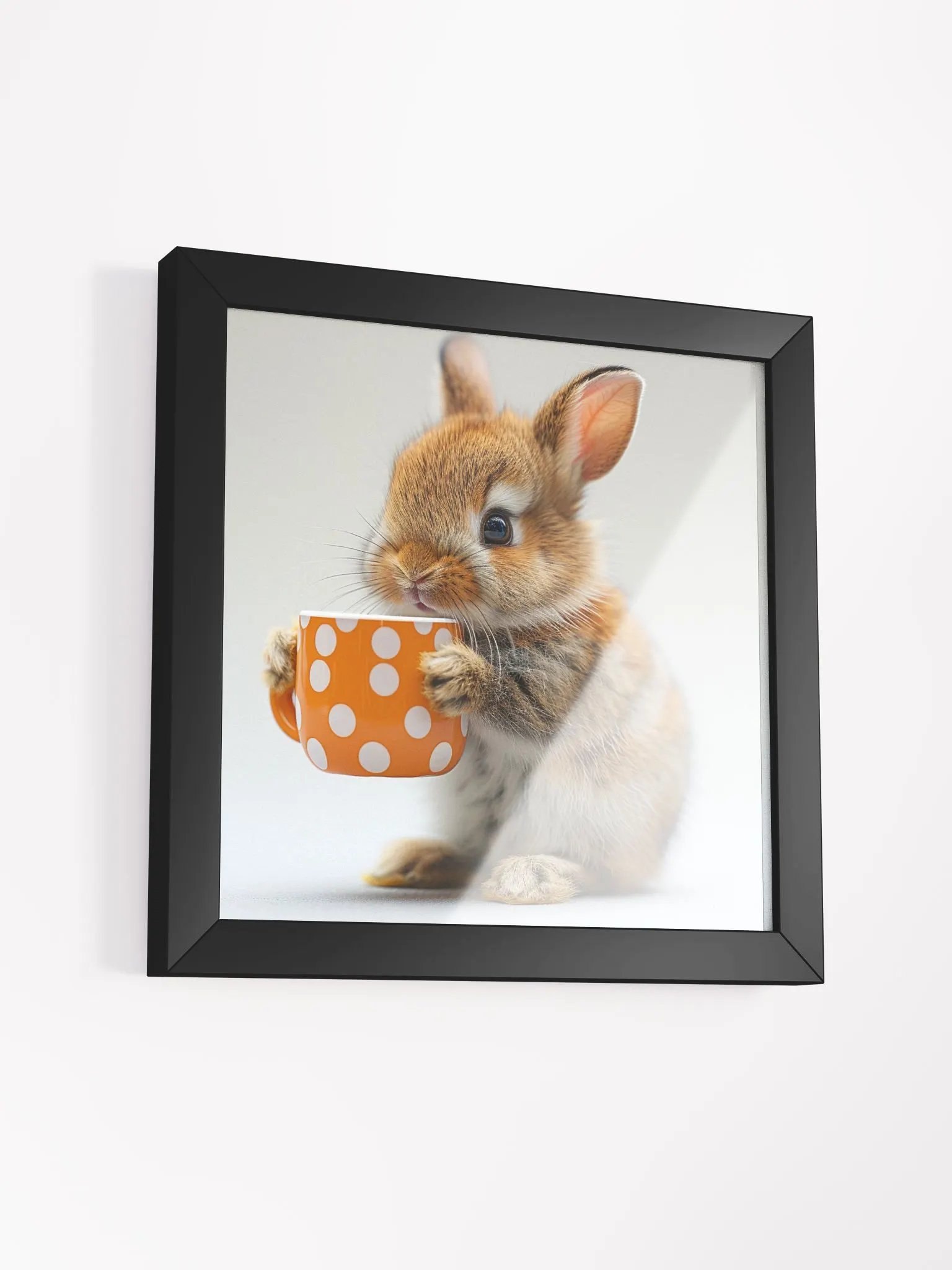 Cute Coffee Lover Baby Bunny Framed Wall Art product image (4)