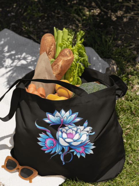 Blue Lotus Blooms - Eco-conscious Organic Cotton Tote product image (2)