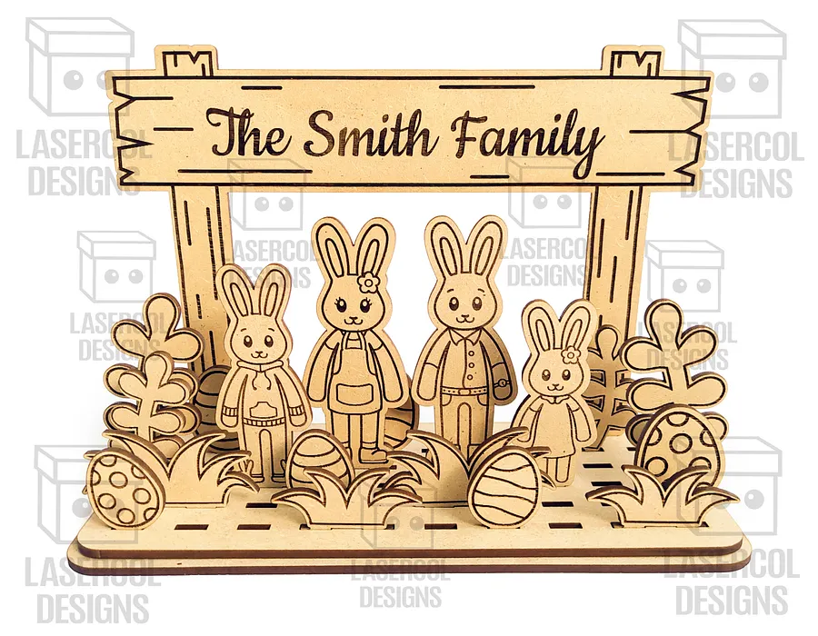 Easter Bunny Family Diorama (15 Different Bunnies) - Laser Cut Files product image (4)