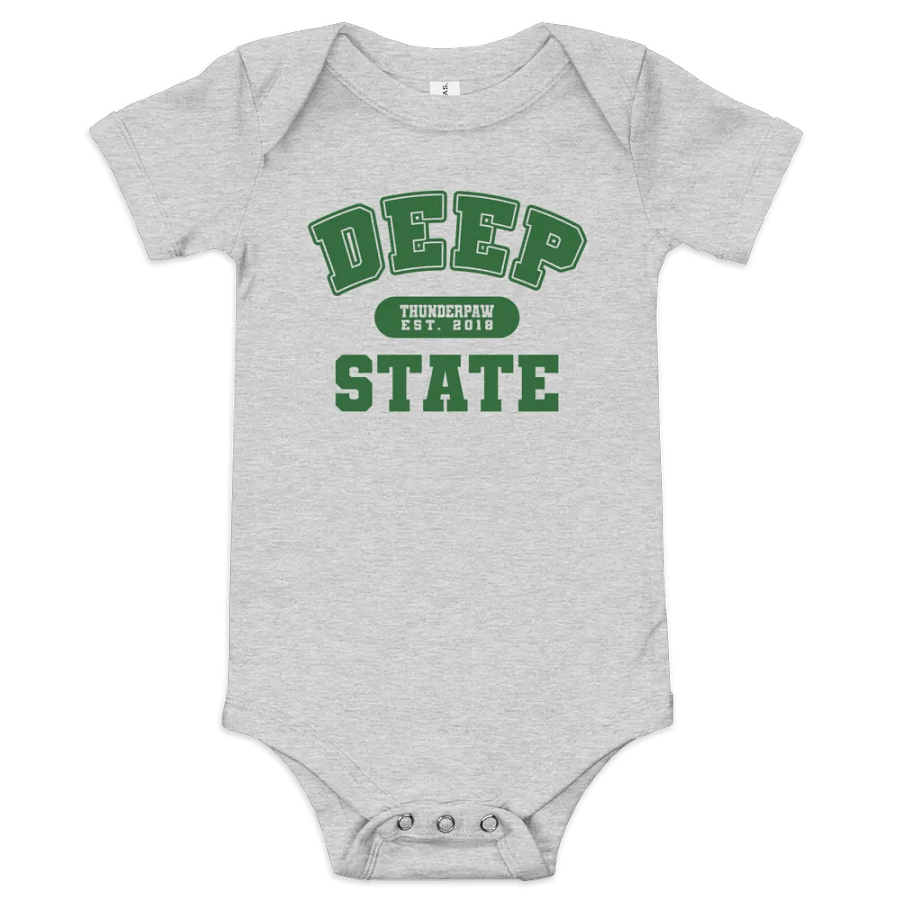 Deep State Varsity Baby Onesie product image (2)