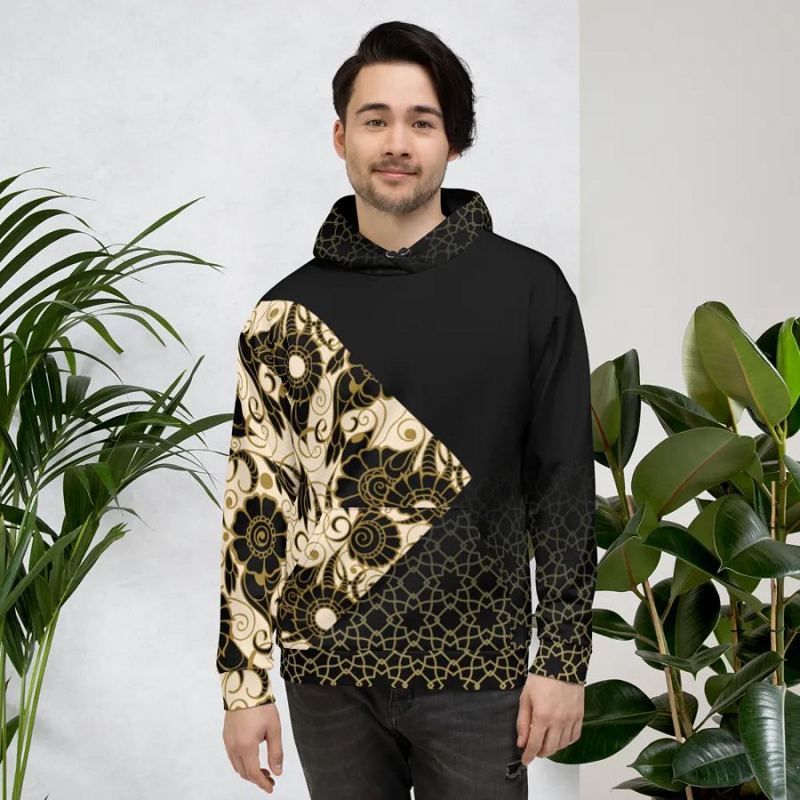 Black And Gold Patterned Hoodie product image (5)