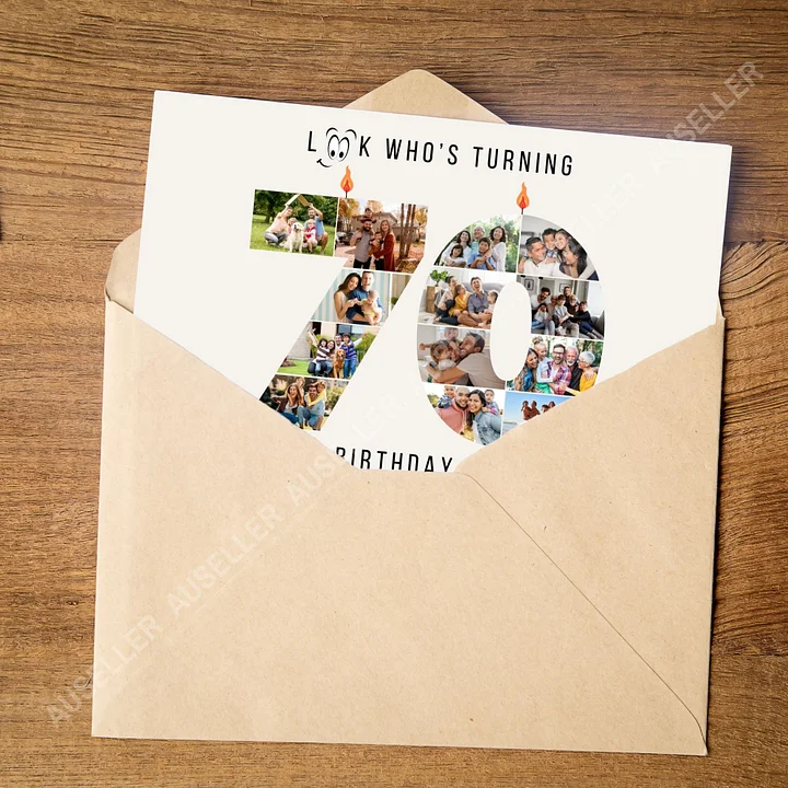 70th Birthday Number Photo Card Canva Template product image (2)