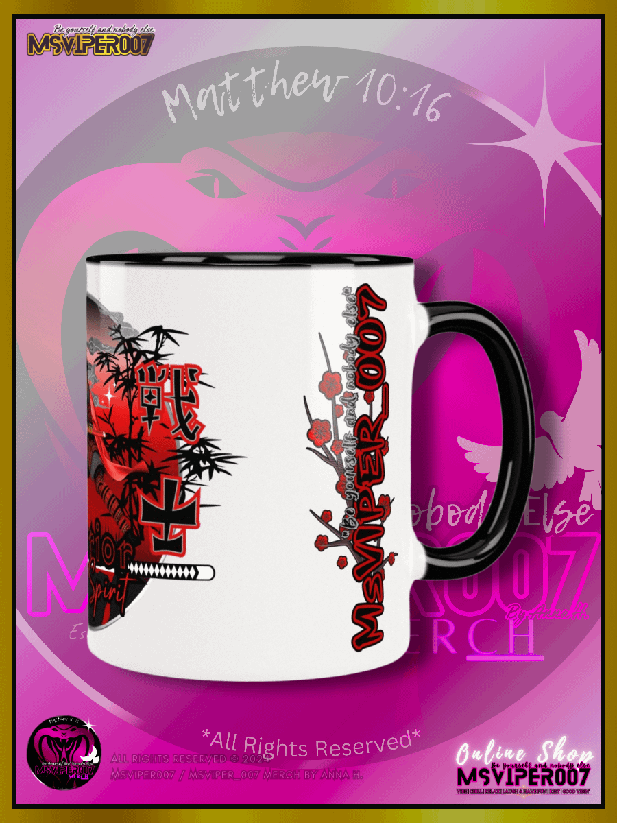 Mug - MsViper007's "Warrior Spirit" (crimson) Hot Beverage Mug with color inside by Anna H. product image (3)