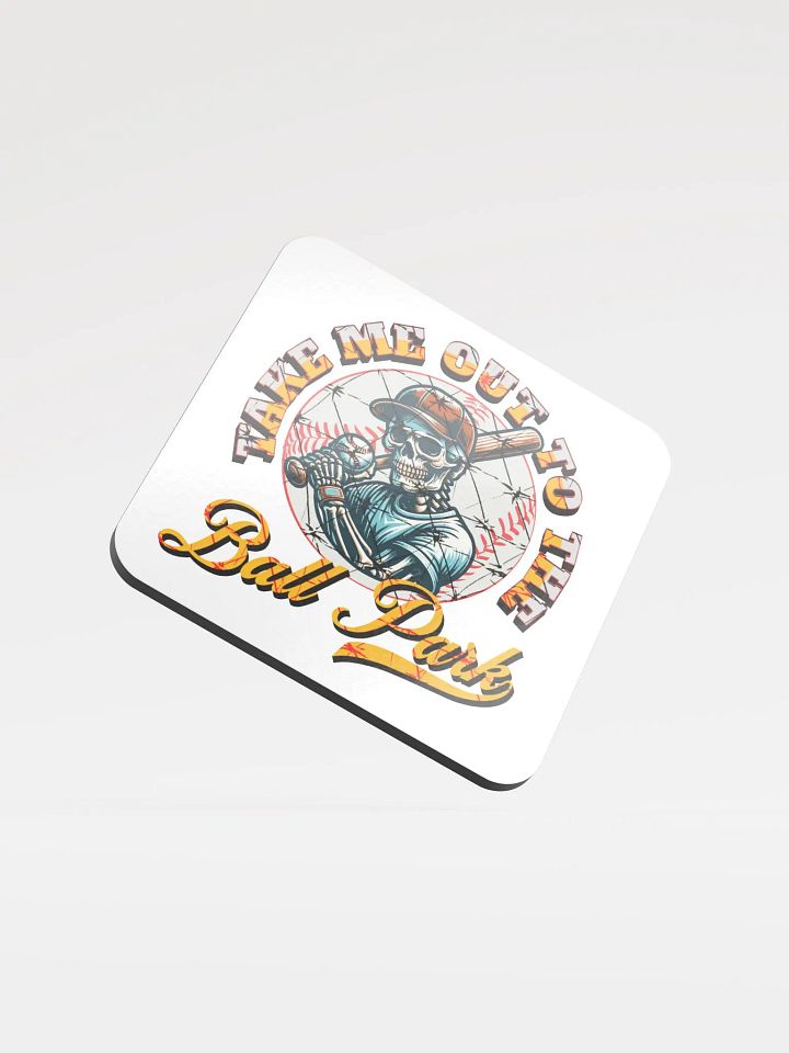 Take Me Out To The Ball Park Baseball Skeleton Slugger Cork Coaster product image (2)