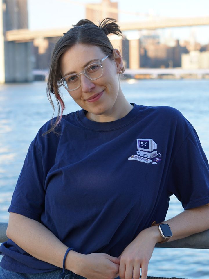 Sad Computer Embroidered T-Shirt product image (2)