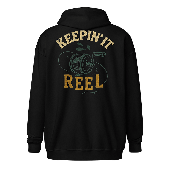 Keepin' It Reel Funny Zip Hoodie – Vintage Retro Fishing Humor product image (1)