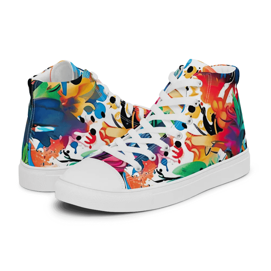Floral Euphoria High Top Canvas Shoes _ Calceonova Streetwear _ Abstract Graffiti Tropical Explosion Design product image (11)