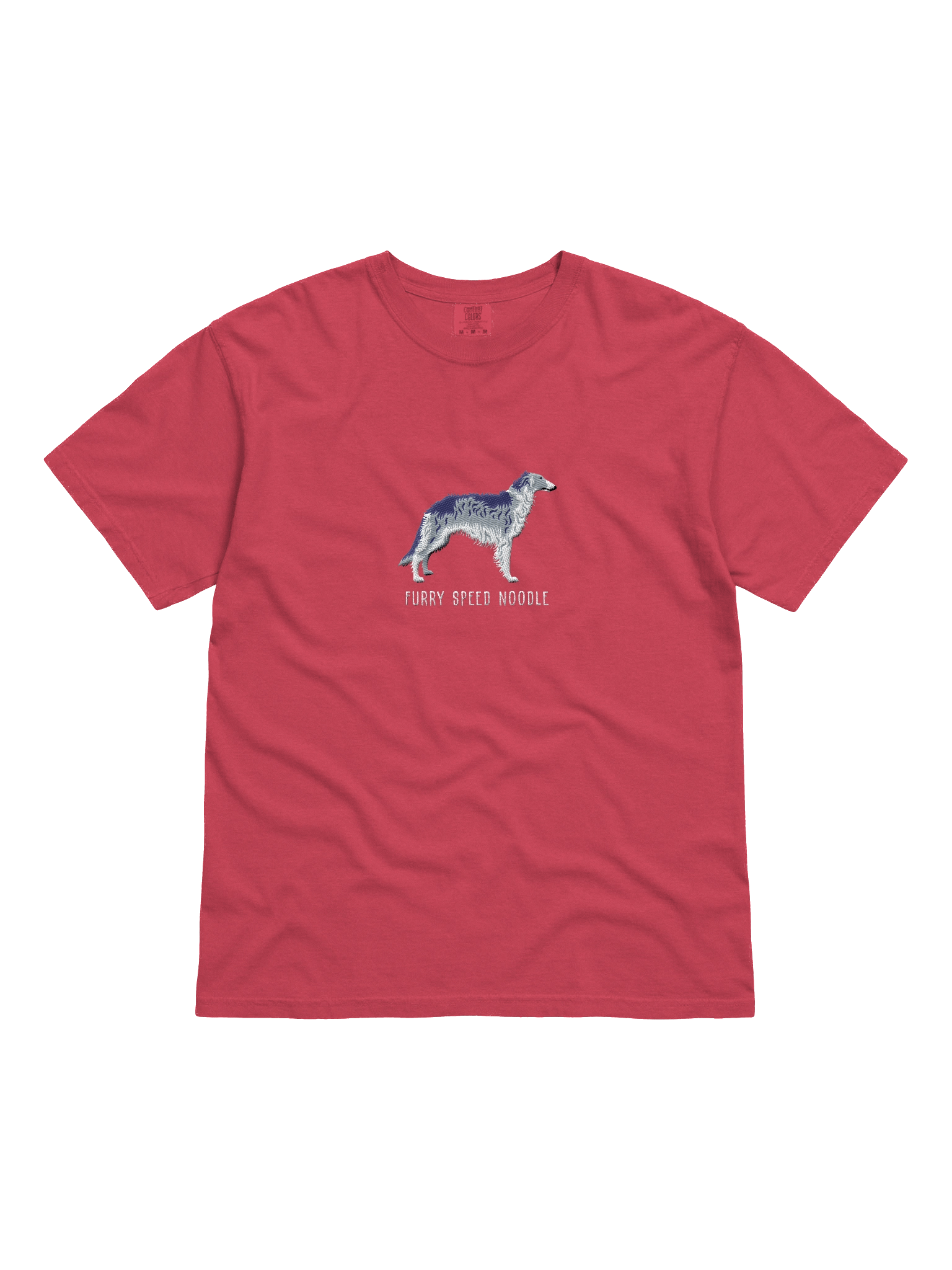 Furry Speed Noodle T-Shirt(Embroidered) of a Borzoi(Blue & White) product image (281)