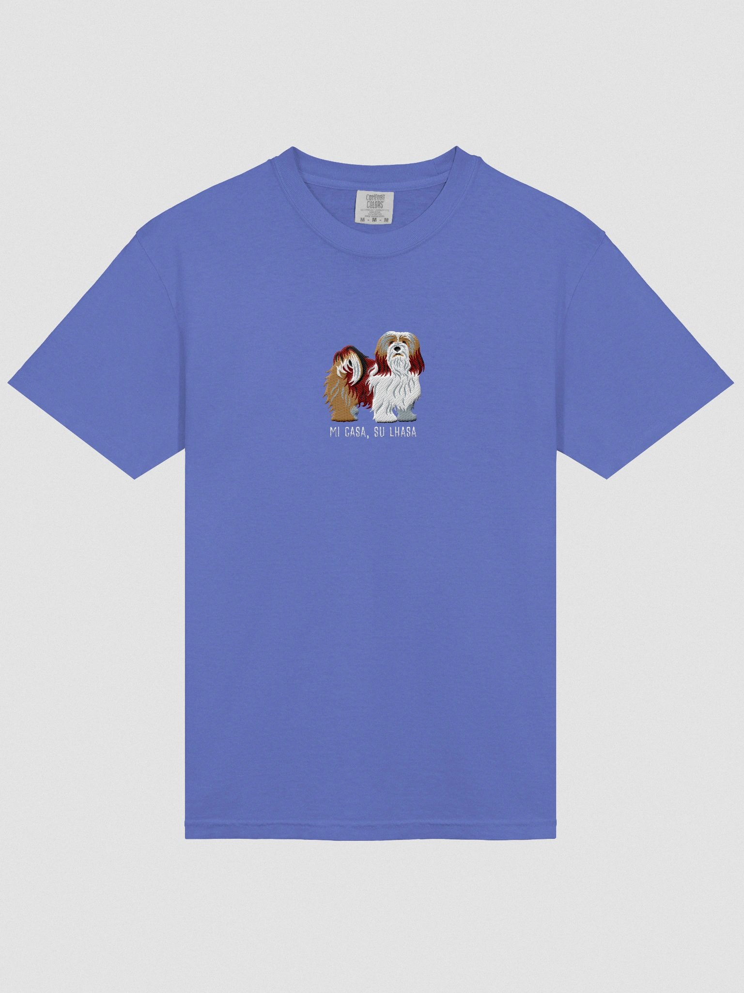 Mi Casa, Su Lhasa T-Shirt(Embroidered) of a Lhasa Apso(Brown) product image (6)