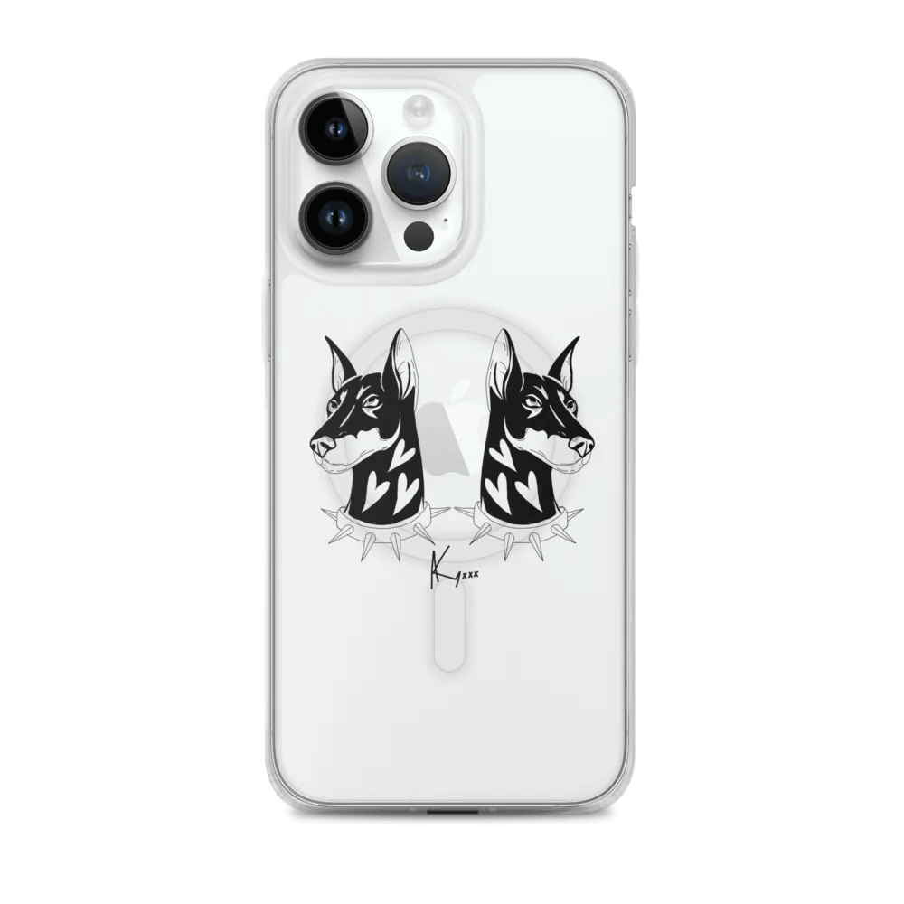 Doberman Twins w/ Signature | Clear Phone Case product image (1)