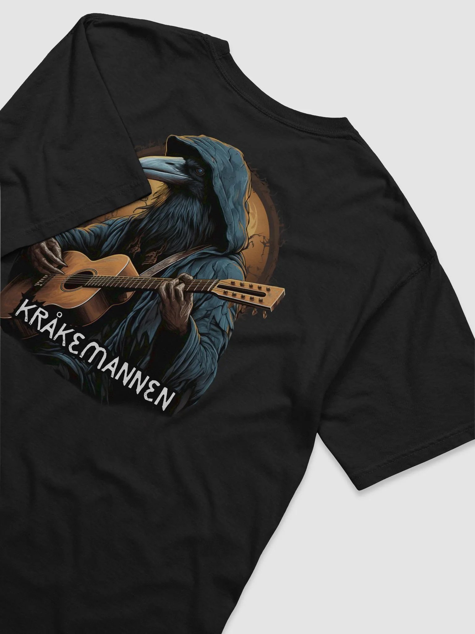 PREMIUM 100% COTTON HEAVYWEIGHT T-SHIRT 🪕 crow with a hood playing a guitar product image (1)