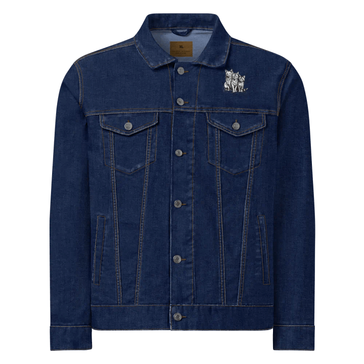 Whiskered Trio Embroidered Denim Jacket product image (1)