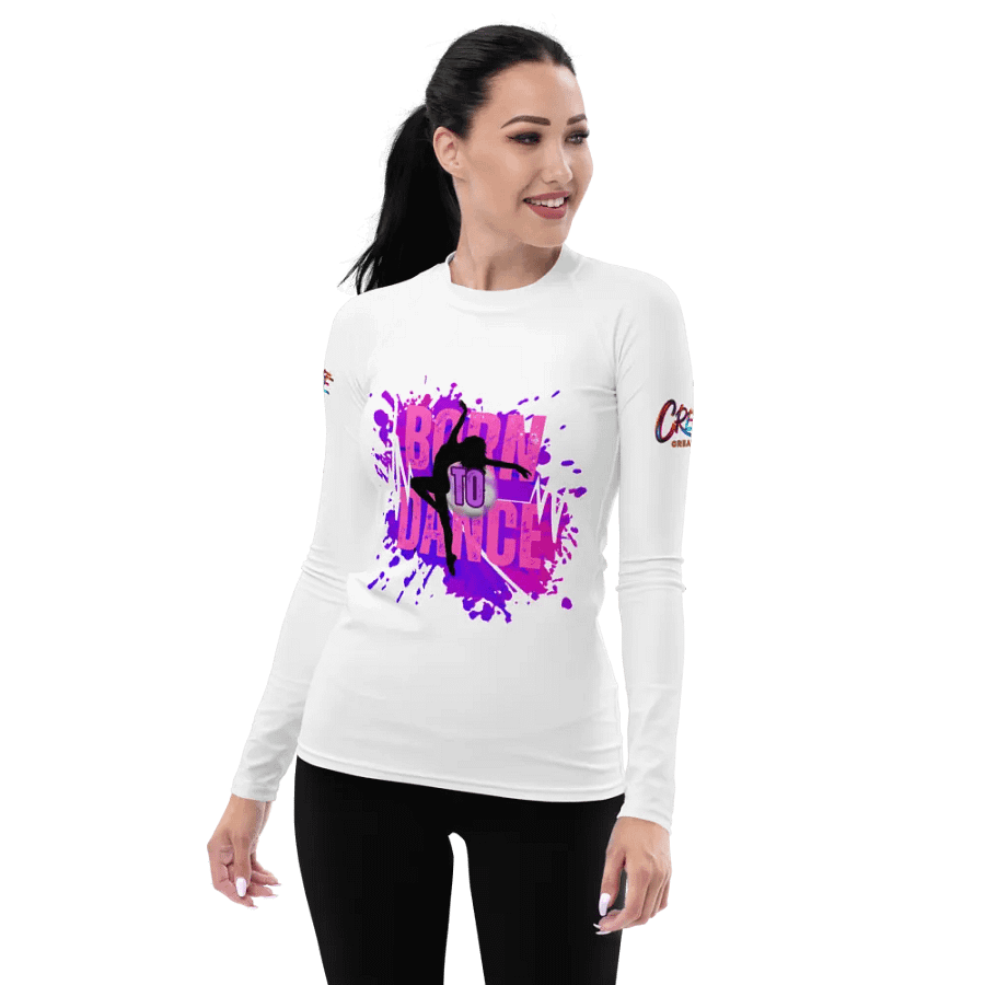 Born to Dance Her Silhouette Vibrant Splatter Rash Guard product image (1)
