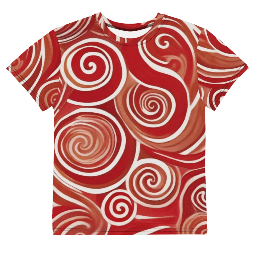 Funky Cherry Swirls Liquid Tie-Dye Youth Crew Neck Tee product image (9)
