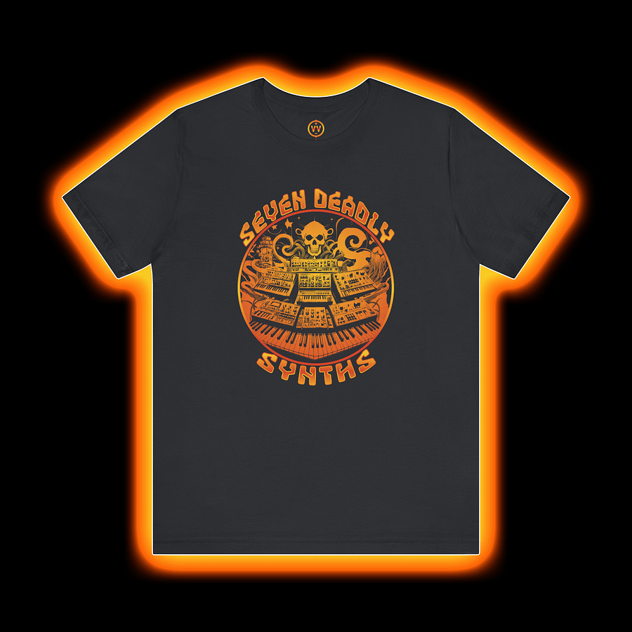 Synthesizer Collector T-Shirt - Seven Deadly Synths (7 Synthesis Techniques) AMBER PRINT product image (1)