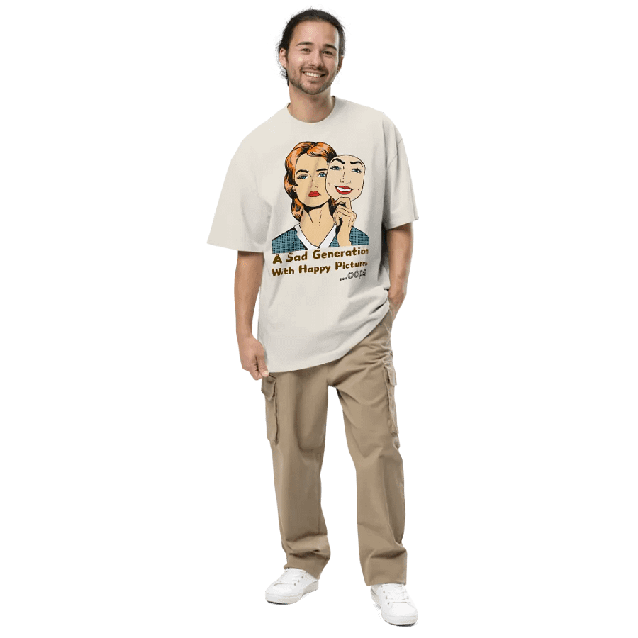 A sad generation with happy pictures oversized faded t-shirt product image (6)