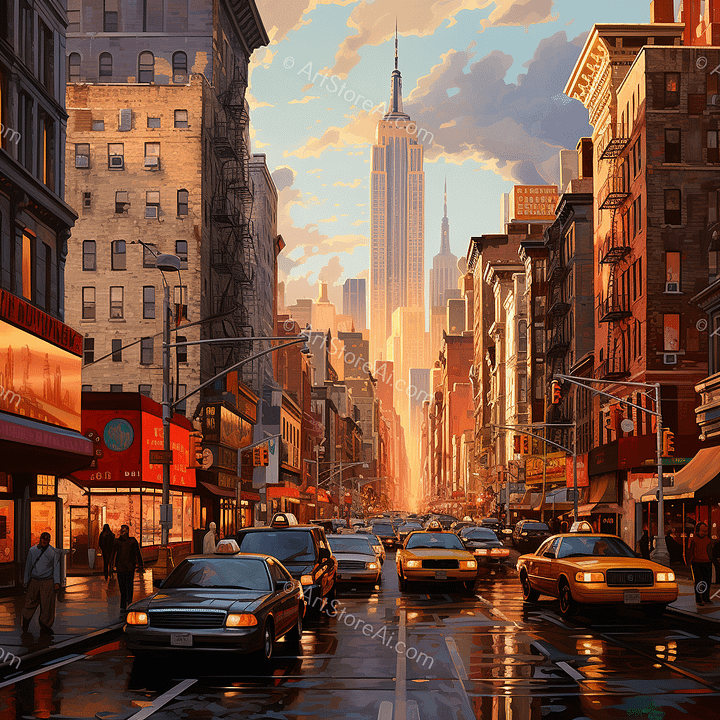 NYC Street Sunset Art product image (1)