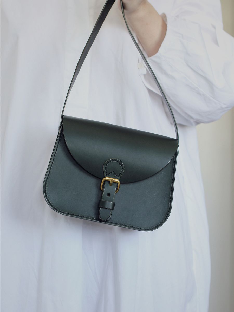SPECIAL SALE - Dark Green Vegetable Tanned Leather Saddle Bag - Small product image (2)