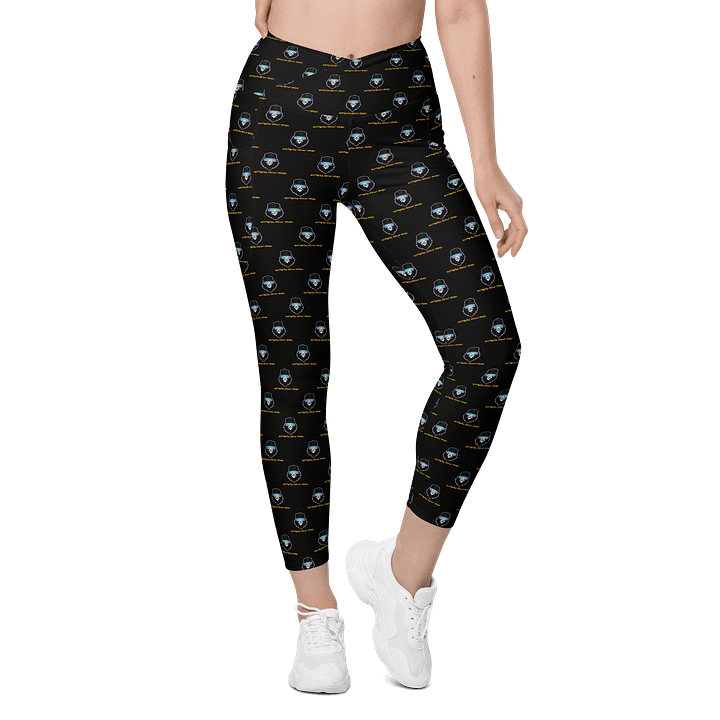 Synthsquatch Fitness Bigfoot Monogram Logo All-Over Print Crossover Leggings With Pockets (Black) product image (1)