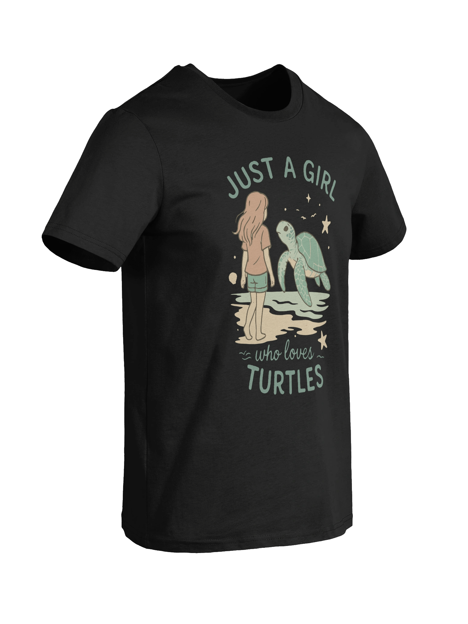 Graphic with Pastel Colors and Retro Hand-Drawn Text ‘Just a Girl Who Loves Turtles’ product image (60)