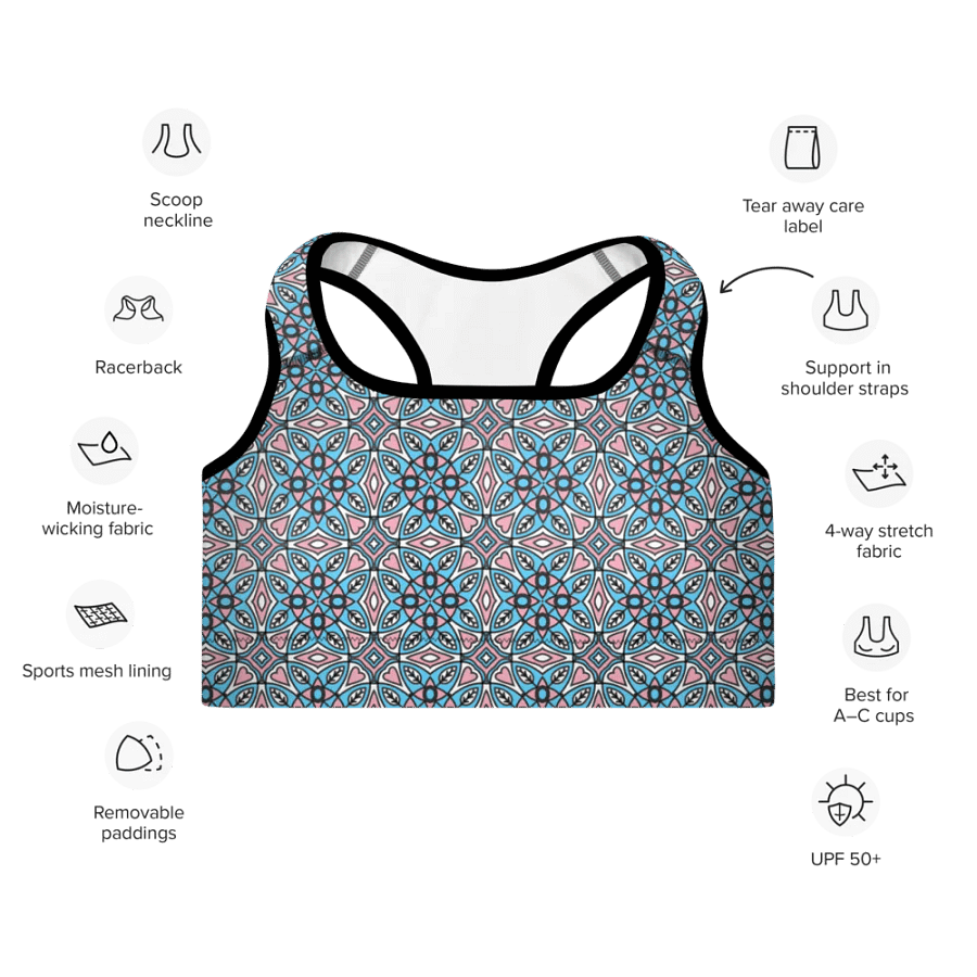 Trans Abstract (1) - Padded Sports Bra product image (7)