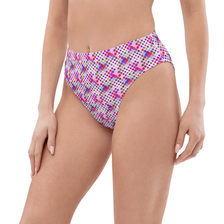 Colorful Square Pattern Design High Waist Bikini Bottom product image (1)
