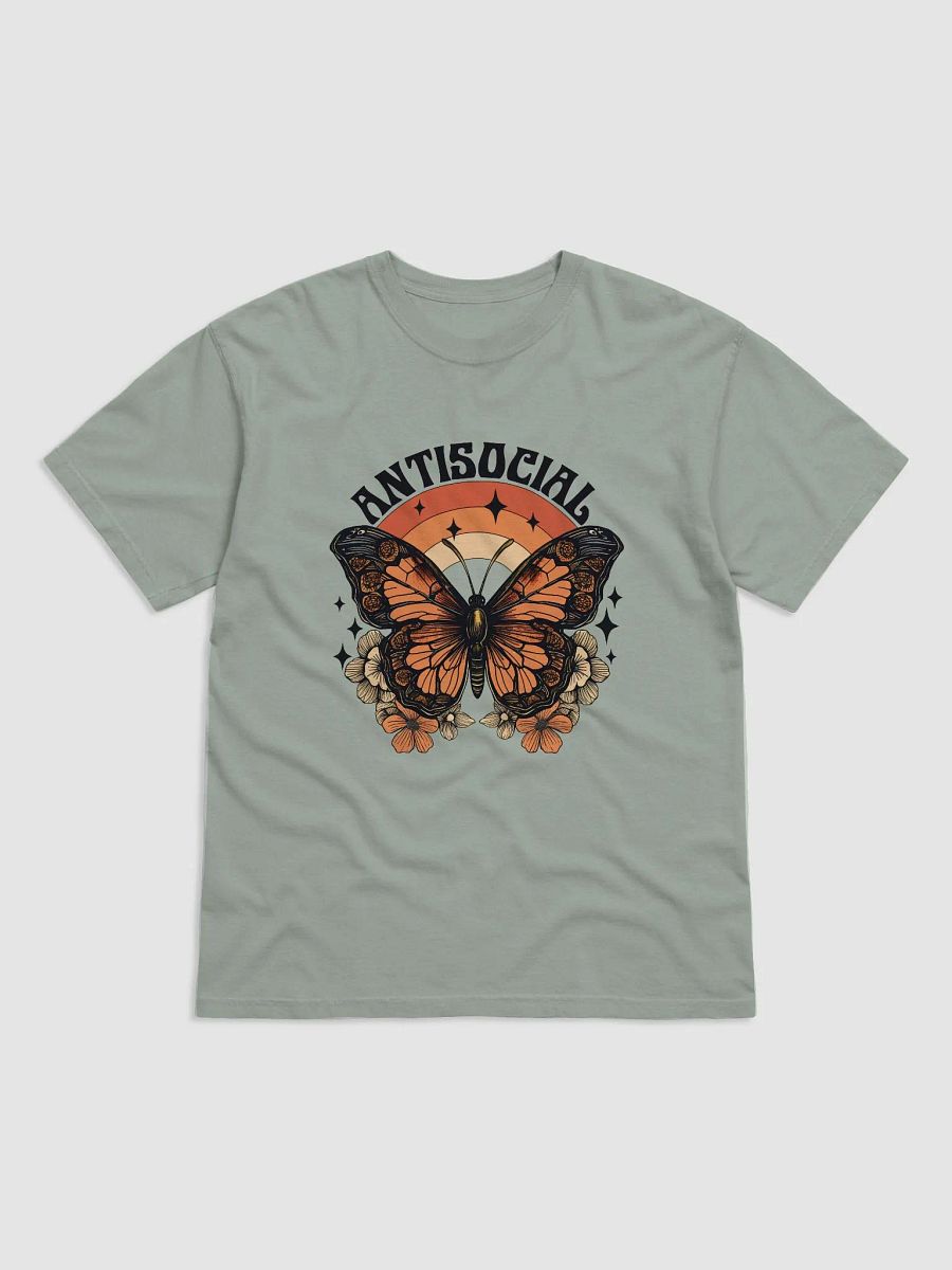 Antisocial Butterfly Vintage-Style T-Shirt | Cute Retro-Style Butterfly and Flowers T-Shirt for Introverts product image (2)
