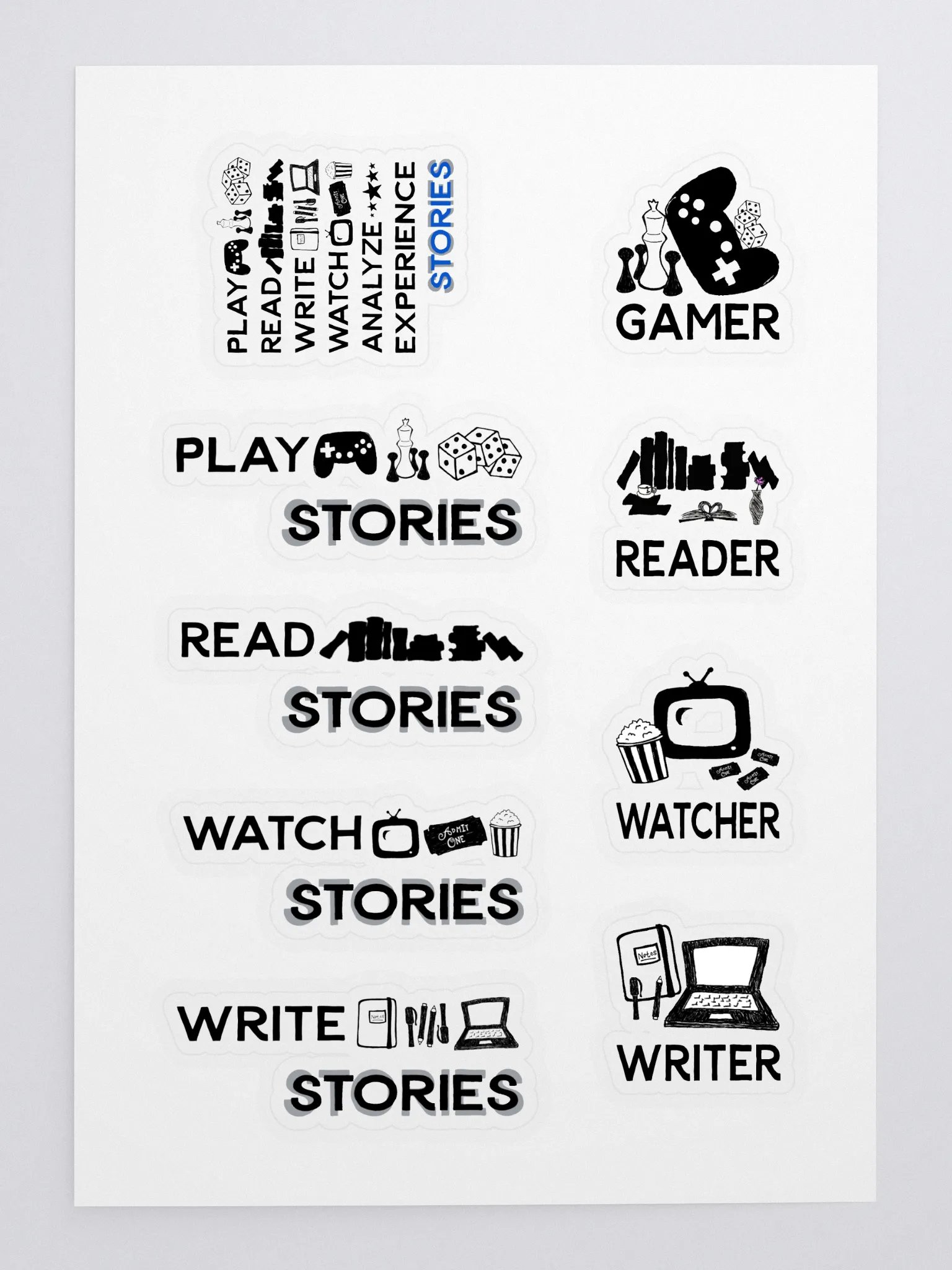 Experience Stories Sticker Sheet (Blue, Gray, Black and White) product image (3)