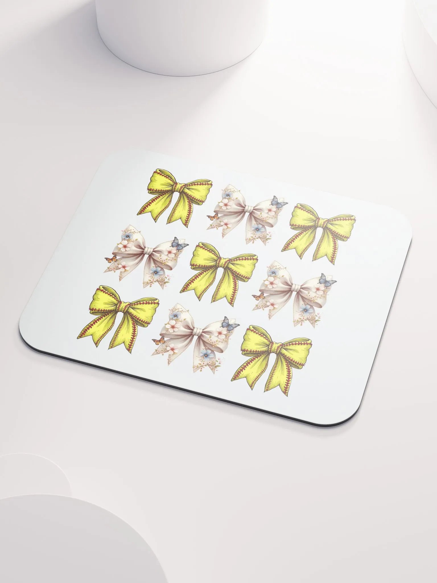 Spring Bows Softball Butterfly Garden Mouse Pad product image (3)