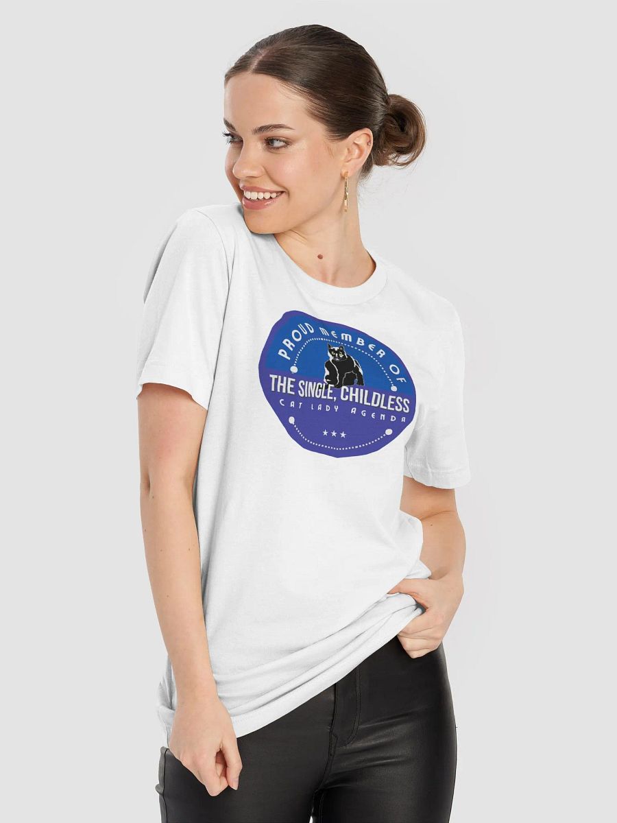 The Single, Childless, Cat Lady Agenda blue logo: T-Shirt product image (1)