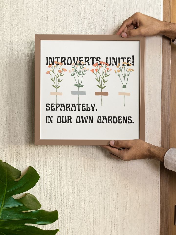 Hand-drawn funny sarcastic gardening introvert canvas wall art product image (1)