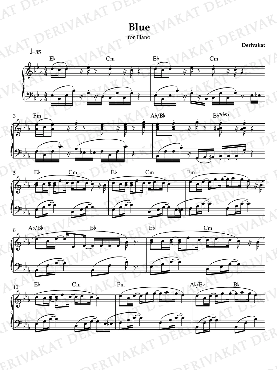 Blue - Sheet Music for Piano product image (1)