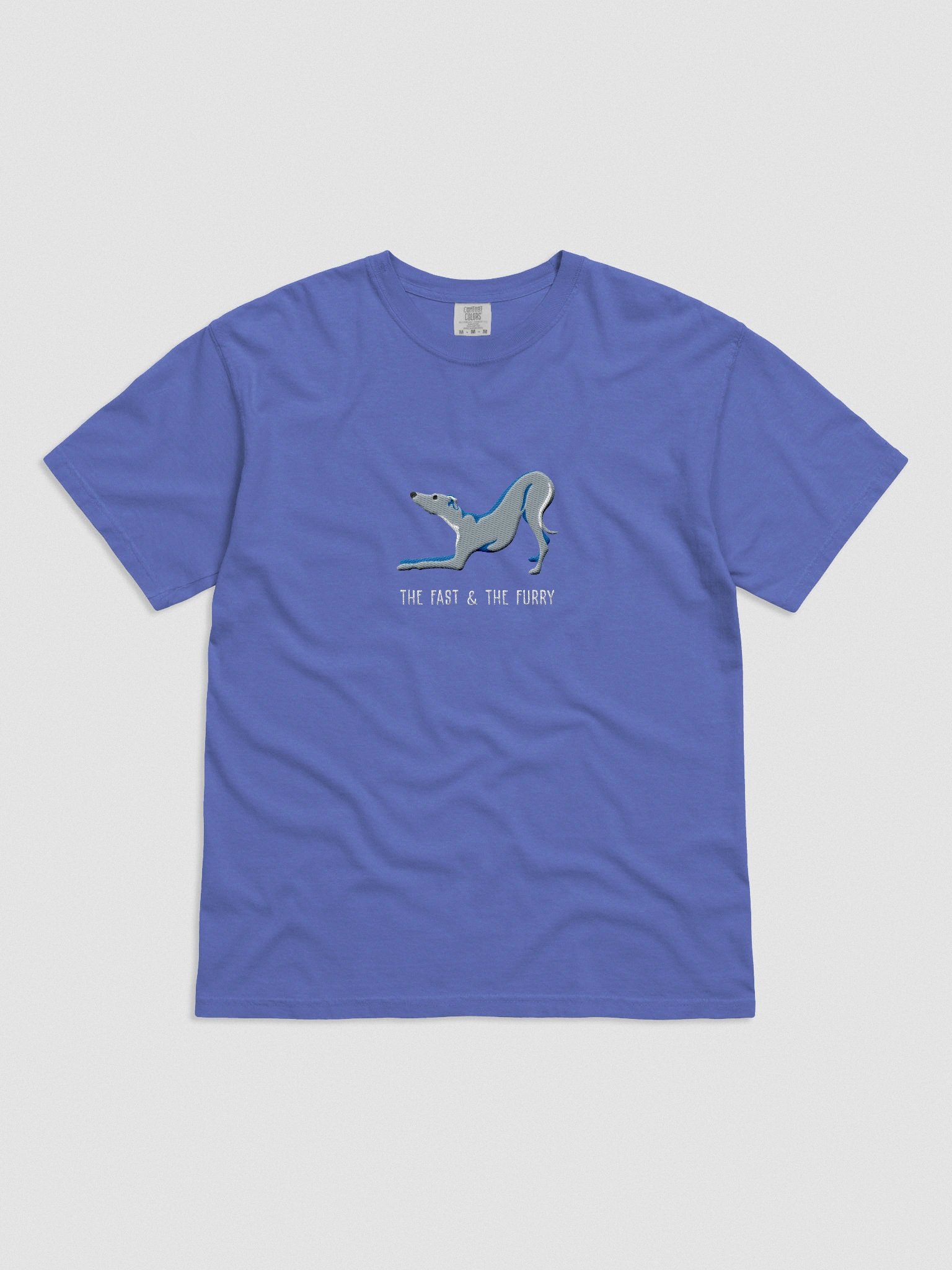 The Fast & The Furry T-Shirt(Embroidered) of an Italian Greyhound(Blue) product image (4)