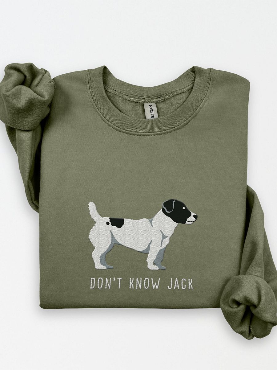 Don't Know Jack Sweatshirt (Embroidered) of a Jack Russell Terrier(Black & White) product image (1)