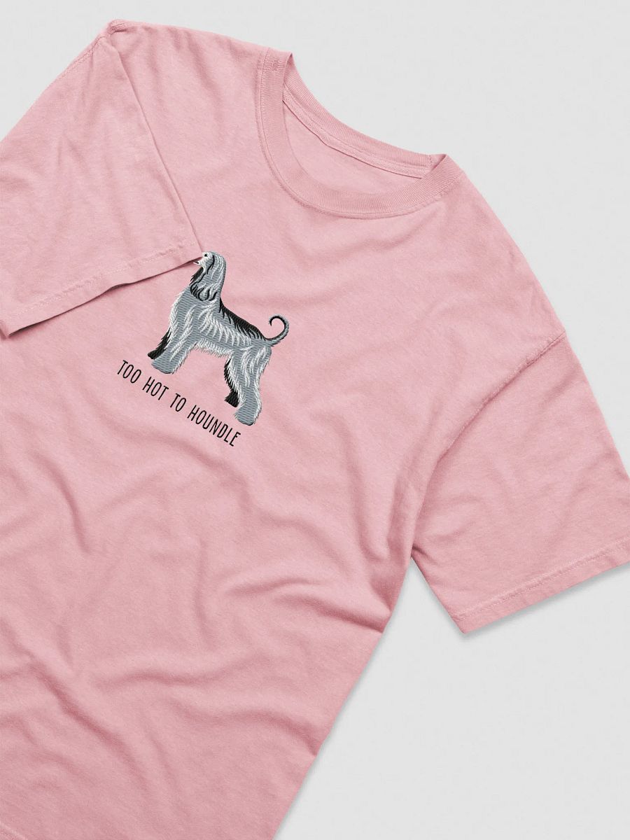 Too Hot To Houndle T-Shirt(Embroidered) of an Afghan Hound(Gray/Blue) product image (19)