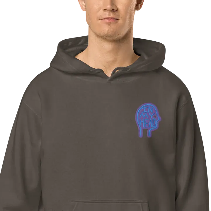 In My Head (L.C. violet design) embroidered pigment hoodie product image (1)