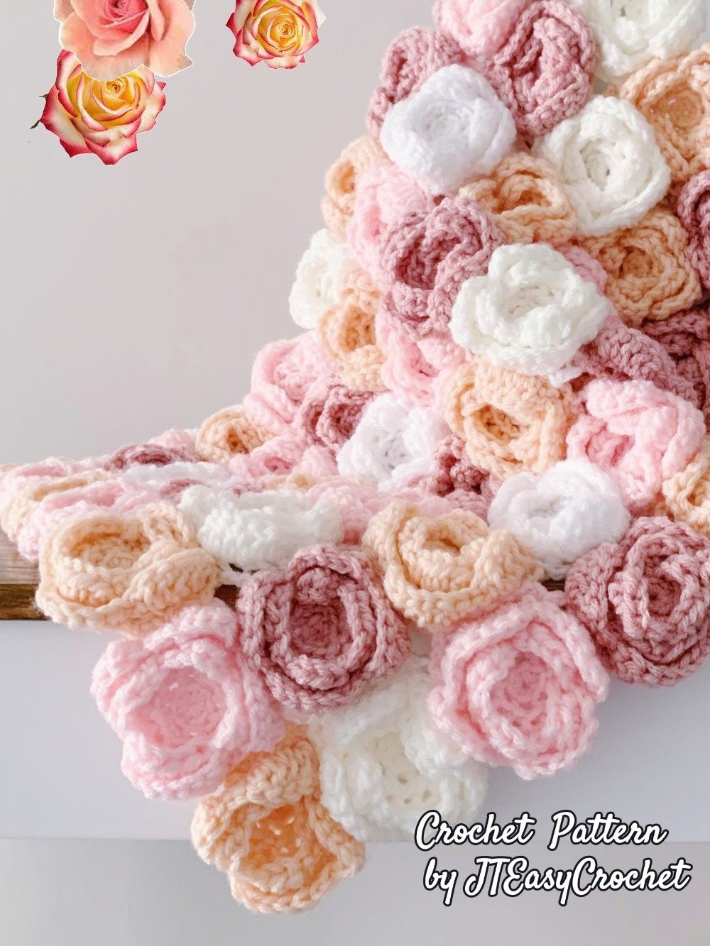 Tea Rose Baby Blanket Crochet Pattern & Video, Tea Rose Throw Blanket Home Decor Accent product image (12)