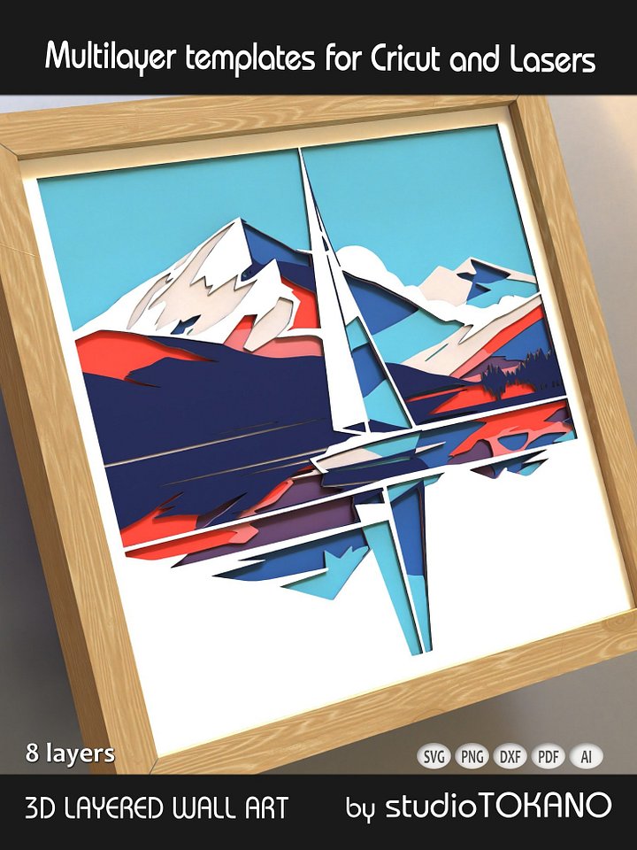 Sailboat 3D Layered SVG product image (2)