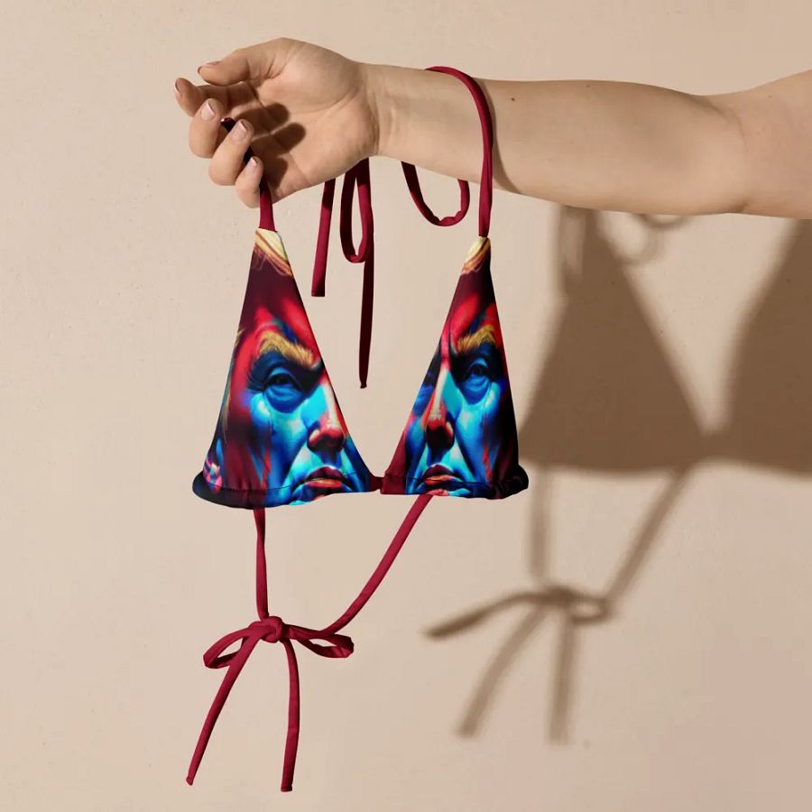 Blue and Red All-Over Bikini Top product image (9)