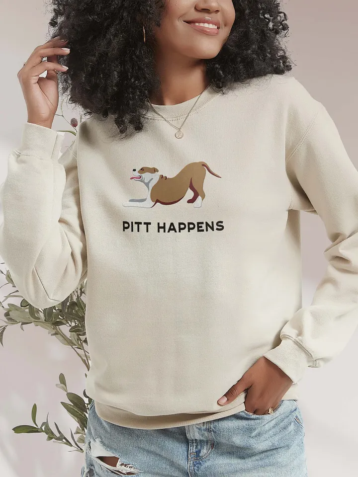 Pitt Happens Sweatshirt (Embroidered) of a Pitbull Terrier product image (2)