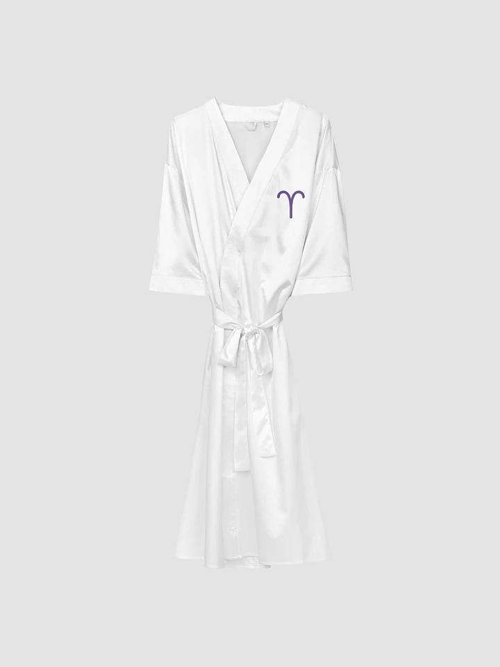 Aries Purple on White Satin Robe product image (1)