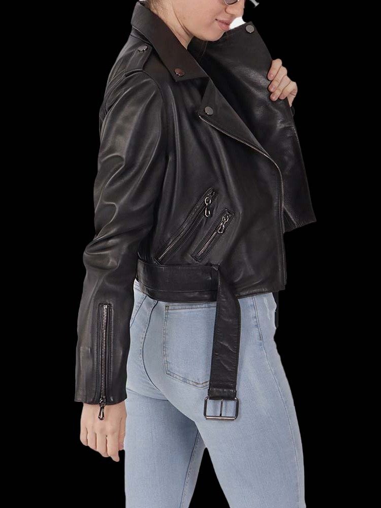 Ladies Twiggy Leather Rocker Jacket product image (2)