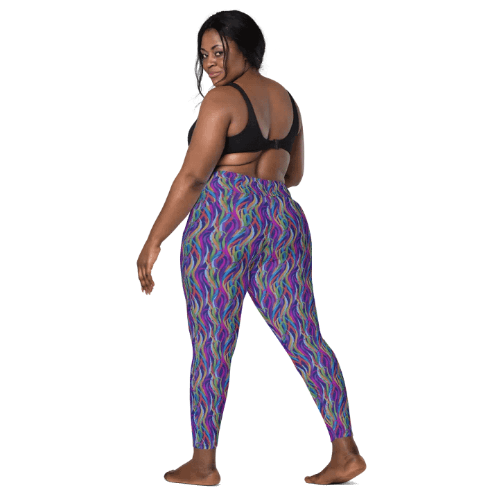 leggings with pockets in modern design with blues, pink and turquoise colors up to 6Xl size product image (2)