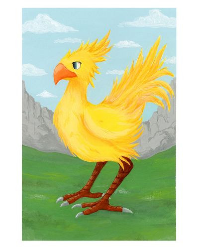 The fantasy creatures continue, with… Chocobo!
I had a lot of fun with this lil guy, and even (kinda) planned a background!!!...