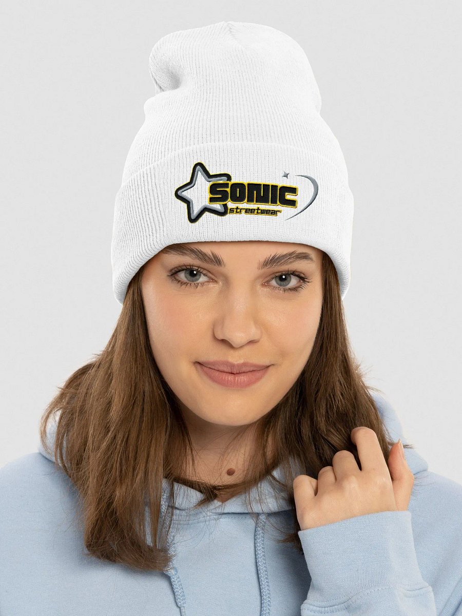 Sonic logo white beanie product image (3)