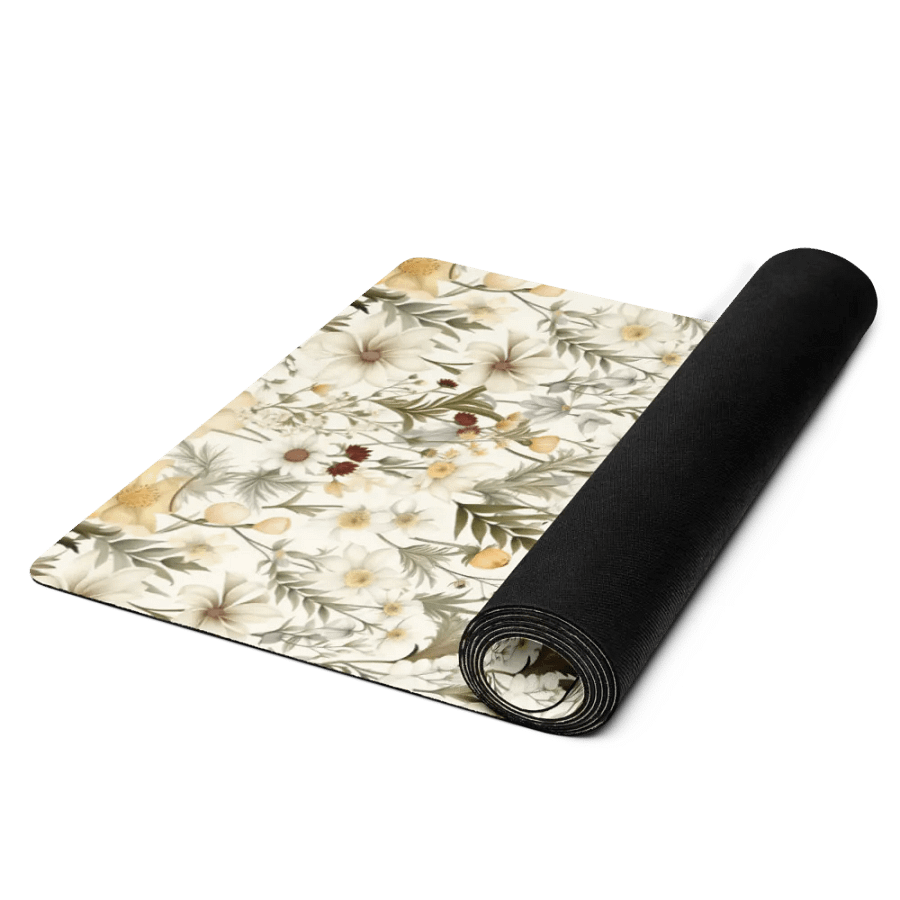 White Floral Yoga Mat by Treasure Pie product image (11)