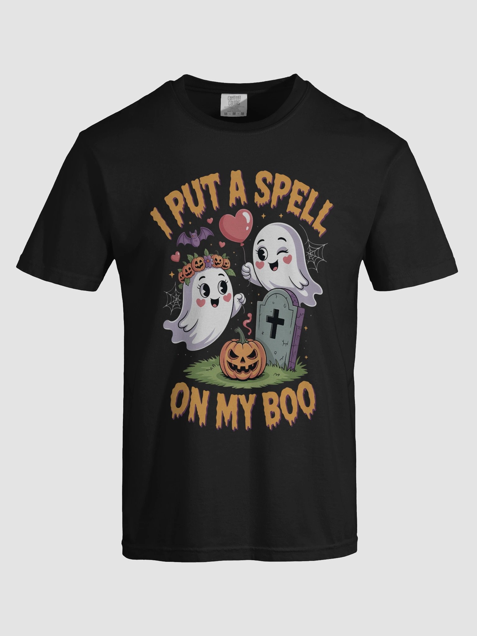 I Put A Spell On My Boo Funny Halloween Couple's T-Shirt | Spooky Cute Ghost & Pumpkin Tee product image (7)