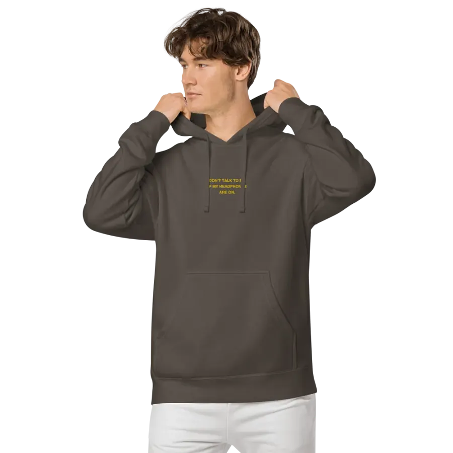 HEADPHONES ON (gold) embroidered pigment hoodie product image (7)